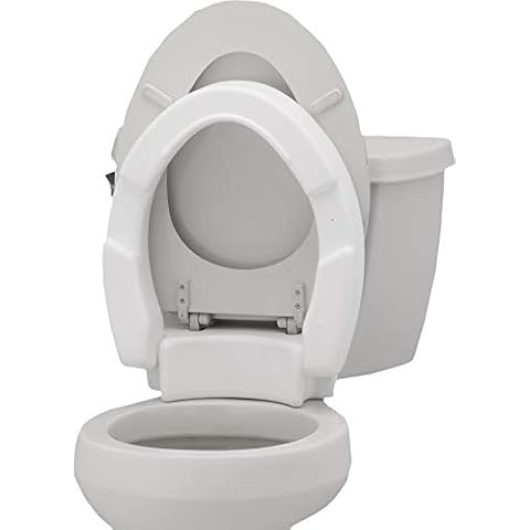 NOVA Medical Products Hinged Toilet Seat Riser, Lift Up and Down Raised Toilet Seat (For Under Seat), For Standard Seat, White, 1 Count (Pack of 1) Cover
