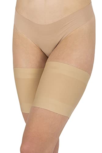 LORES Anti-Scheuer-Oberschenkelbänder für Damen verhindern das Reiben der Oberschenkel aus Satin, Natural S
