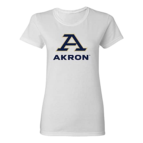 UGP Campus Apparel LS02 - Akron Zips Primary Logo Womens T Shirt - Medium - White