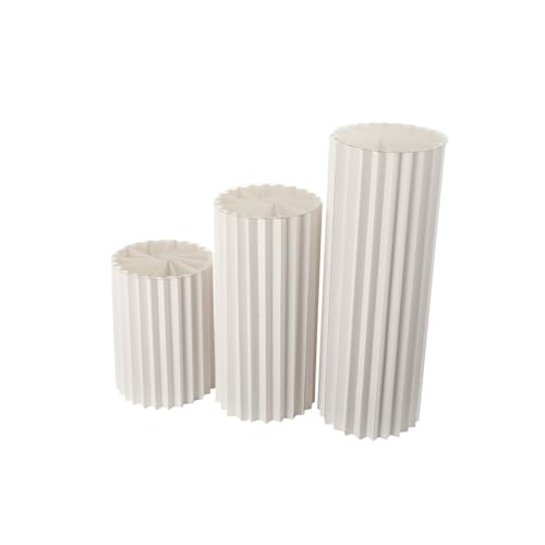 Cozyel 3PCS Cylindrical Support Columns Roman Column Flower Pot Cake Stand Floor Plant Tables Dessert Table Foldable Cardboard Columns for Wedding Parties Reception Decoration, Height 40cm, 60cm, 80cm
