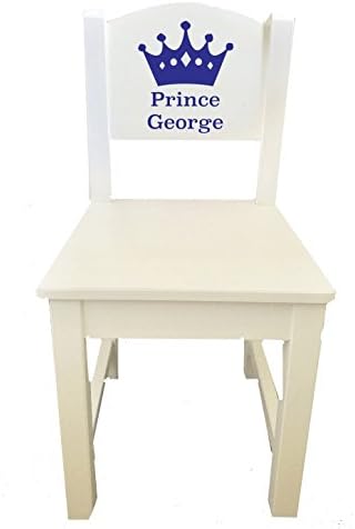 Little Secrets Children's White Wooden Chair with Prince Crown and Personalised Name, Gift Present