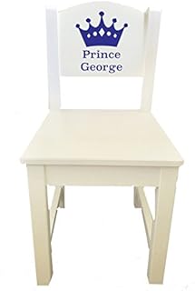 Little Secrets Children's White Wooden Chair with Prince Crown and Personalised Name, Gift Present