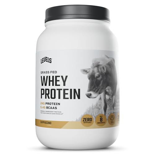 Levels Grass Fed Whey Protein Powder, Cappuccino, 2LB