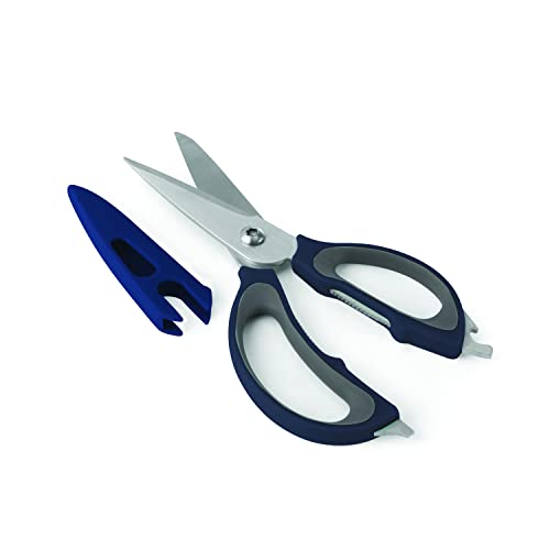 Farberware Tesoura de cozinha 4 em 1, 2 peças, azul marinho e cinza