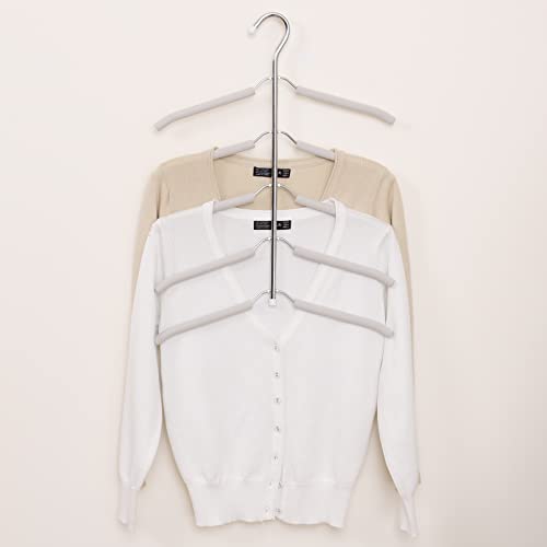 3 Pack 5 In 1 Space Saving Clothes Hangers Chrome And Foam Blouse Tree Hangers Multi Layers Clothes Rack Non Slip Stainless Steel Shirt Hangers Coats Hangers Closet Storage Organizer(White) #TOP4