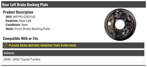 Rear Left Driver Side Drum Brake Backing Plate - Compatible With 2000-2002 Toyota Tundra #TOP1