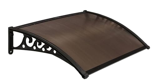 CHENNAI Window Blinds and Shades DIY Polycarbonate Awning (Engineered Plastic Brackets) Window Sunshade Door Weather Shed Rain Canopy Awnings - 4'Widthx3'Depth (Black Brackets & Bronze Sheets)