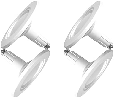 Jolux 5/6 Inch LED Can Lights Adjustable Recessed Retrofit Downlight, ETL Damp Rated Replacement Conversion Kit, 12W=60W, 5000K Daylight, 800LM, Dimmable, Flat Trim, E26 Base,Easy Installation,4-Pack…