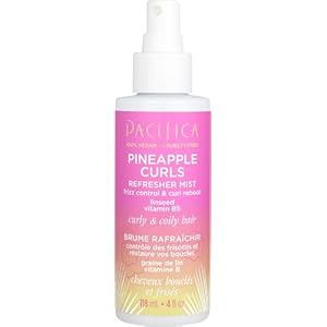 Pacifica Pineapple Curls Refresher Mist Frizz Control Spray & Curly Hair Enhancing -w/Hyaluronic Acid Vitamin B5 & Natural Plant Oils Revitalizes Curls – Vegan Cruelty Free Dermatologist Tested