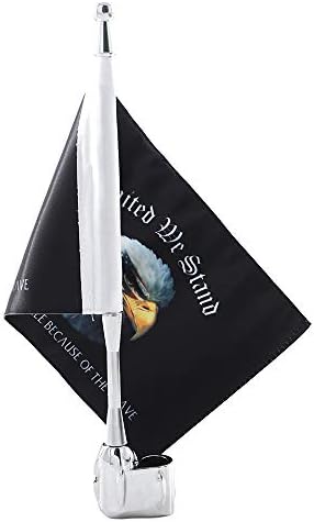 GUAIMI Motorcycle Flag Pole Mount & 5.5'' x 9'' United We Stand Flag, Chrome Aluminium, Wall Mount, Fits GL1800 GL1500 Goldwing All Years