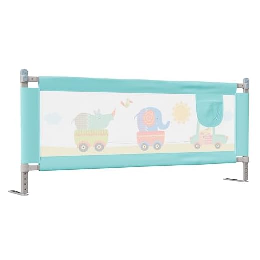 LuvLap Bed Rail Guard for Baby/Kids Safety, 180cm x 72 cm(6ft x 2.3ft), Portable & Foldable, Baby Safety Essential, Adjustable Height, Attractive Cartoon Prints, fits All Bed Sizes (Blue- Printed)