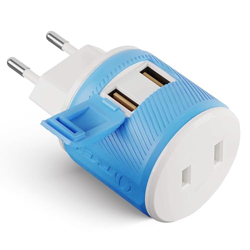 OREI European Travel Plug Adapter with Dual USB - for Most of Europe - Type C (U2U-9C), Will Work with Cell Phones, Camera, Laptop, Tablets, iPad, iPhone and More