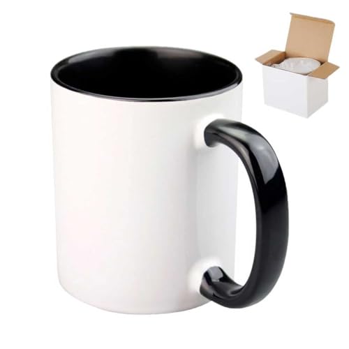 CRUMANCY Ceramic Coffee Mug, 11oz Sublimation Blanks Mugs Coffee Mug with Handle, Restaurant Cups for Coffee Tea Cocoa Cappuccino Cereal, Matte White