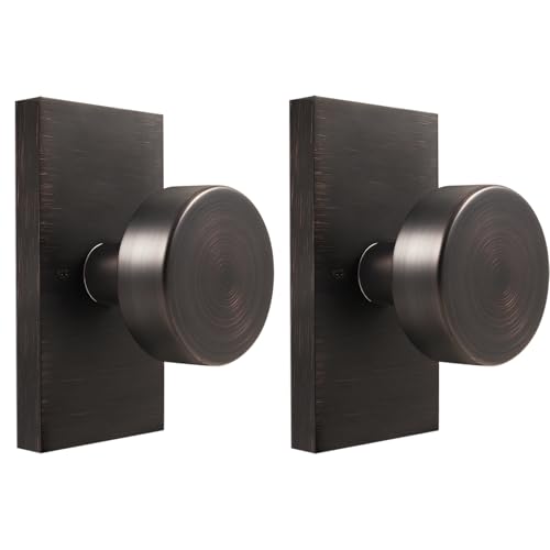 Dummy Door Knob Interior, Oil Rubbed Bronze Door Handle Modern Round Heavy Duty Door Knobs for Bifold Closet Doors, 2 Pack