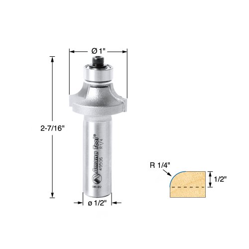 Amana Tool - 49506 Carbide Tipped Corner Round 1/4 Radius X 1" Dia X 1/2 Shank #TOP1