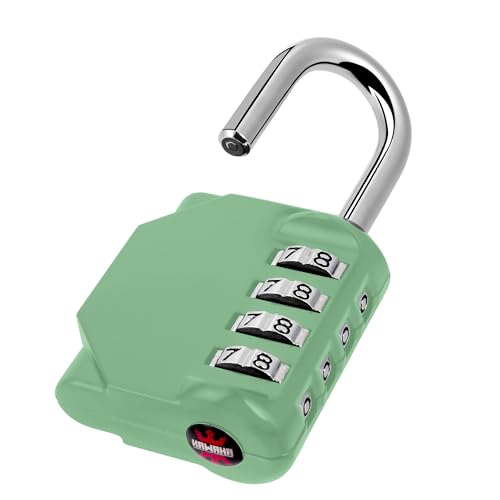 KAWAHA CL11KG Combination Lock, 4 Digit Outdoor Combination Padlock Set Your own Combination for Gym Locker Lock, School, Gates, Doors, Toolbox, Hasps and Storage (Khaki-Green *1)