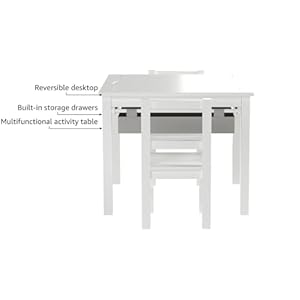 UTEX Wooden 2 in 1 Kids Construction Play Table and 2 Chairs Set with Storage Drawers, and Built in Plate Compatible with Lego and Duplo Bricks (White with Grey Drawers) UTEX Wooden 2 in 1 Kids Construction Play Table and 2 Chairs Set with Storage Drawers and Built in Plate Compatible with Lego and Duplo Bricks White with Grey Drawers