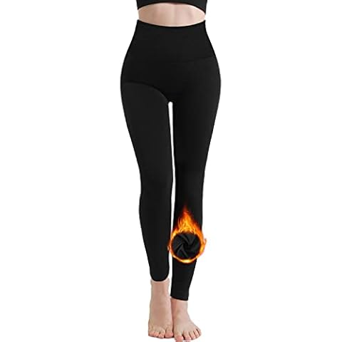 Aoliks Women's Fleece Lined Leggings,Black Winter High Waisted Soft Stretch Thermal Warm Workout Yoga Pants Cover