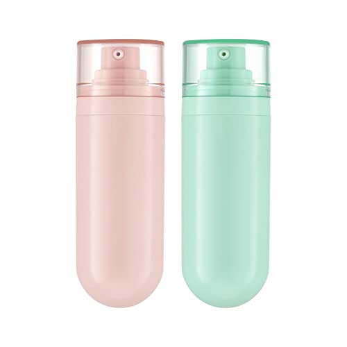 Tekson 2PCS Airless Pump Bottle 1.7 oz, Empty Press Travel Dispenser, Refillable Containers for Cosmetic Cream, Foundation, Shampoo, Lotion, Gel, Oil