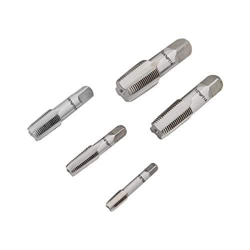 Gunpla NPT Rohrgewindebohrer Set Form C-G, 5tlg. G1/8, G1/4, G3/8, G1/2, G3/4 Zoll, Legierter Stahl Einschnitt-Gewindebohrer, Maschinengewindebohrer Handgewindebohrer Pipe Tap Drill Bits Set