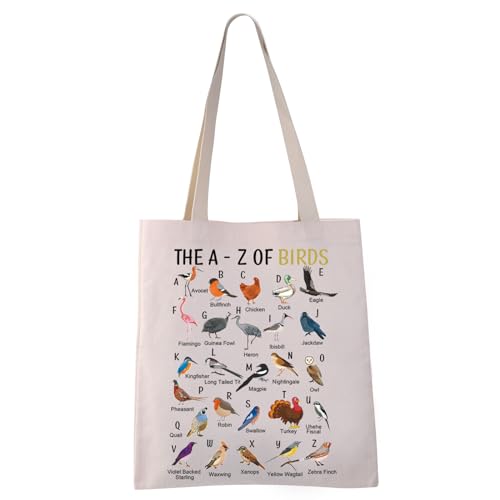 VAMSII Birdwatching Tote Bag - The A to Z of Birds Birdwatcher Birder Gift Ornithology Tote