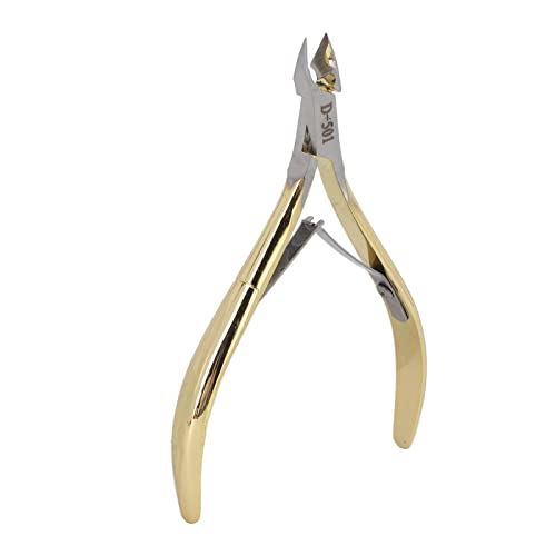 Llave para Cutículas Alicates Ergonómicos para Quitar las Uñas de la Orina Cuchilla Inclinada de Acero Inoxidable para las Entusiastas de la Manicura Femenina (Oro)