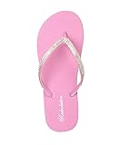 REDVOLUTION Girls' Rhinestone Sandals Jewel Beach Flip Flop (333K pink, 2)