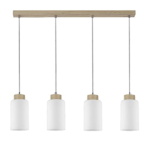 Lampe à suspension Crystal Homemania lustre de plafond blanc en bois et verre 75cm