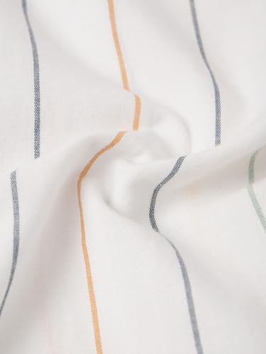 Image of The Souled Store Cotton Linen Stripes: Prisma Men and Boys Long Sleeve Spread Collar White Stripes Regular Fit Casual Everyday Office Wear Lightweight Cotton Linen Shirt