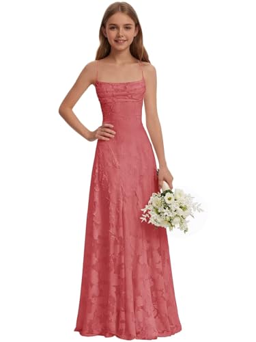 Basgute Lace Junior Bridesmaid Dresses for Teens 2026 A Line