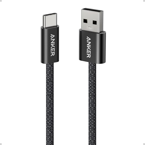 Anker Zolo USB-A to USB-C Charger Cable, 1 m Durable Braided Type-C Fast Charging Cable with Slim Connector, Seamless CarPlay, For iPhone 17/16/15, iPad Pro, Samsung Galaxy, More(Black) Blac