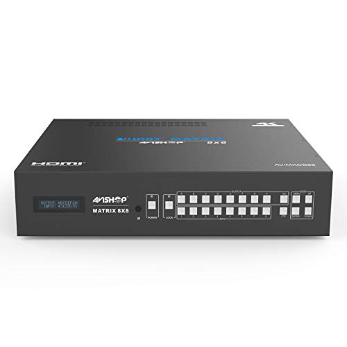 Avishop 8X8 8X16 4Khdbaset Hdmi Matrix Switcher W/ 8 Poc Hdbast Receivers (Cat5E.6). Hdcp2.2 Hdtv Routing Selector Spdif Audio Control 4 Savant Home Automation With Bi-Directional Ir (Matrix+8Rx) #TOP2