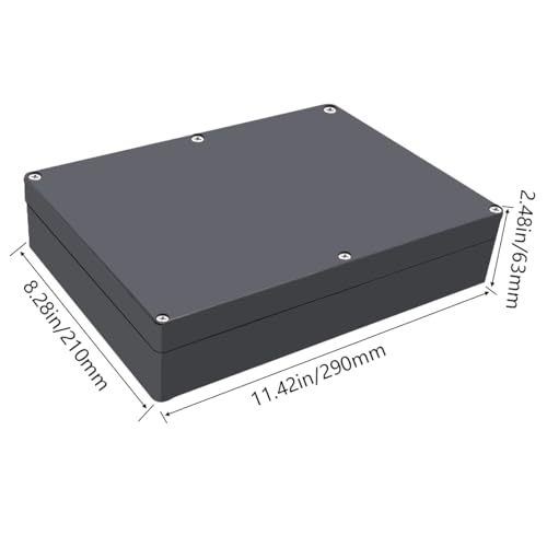 Otdorpatio Junction Box IP65 Waterproof ABS Plastic Electrical Project Case Power Junction Boxes, Project Box with 4 PCS M16 Cable Glands 11.42x8.27x2.48 inch (290 x 210 x63 mm)