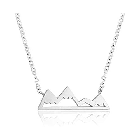 Altitude Boutique 18kt Gold Mountain Necklace for Women | Gold or Silver Plated Mountain Jewelry | Lightweight, Hypoallergenic, Waterproof Chain (Silver) Cover