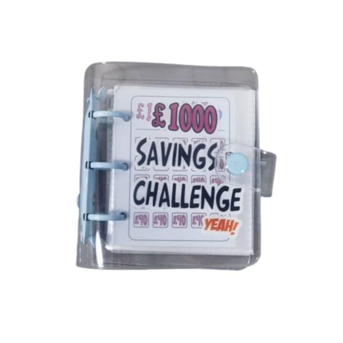 Savings Challenge Binder,Money Saving Challenge Mini Budget Binder Budget Book with Cash Envelopes for Budgeting Cash Planner(1000 pounds-Blue)