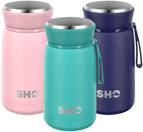 SHO Food Flask - Vacuum Insulated, Double Walled Stainless Steel Food Flask & Food Container - 10 Hours Hot & 20 Hours Cold - 530ml 800ml - BPA Free (Aqua, 530ml)