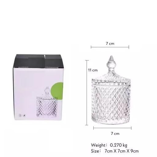 Image of Stylish Home Decor Crystal Clear Glass Sugar Candy Mukhwas Jar Bowl Pickle Storage Container Pot with Lid CRYSTAL CANDY JAR 2.5