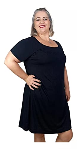 Vestido Feminino Plus Size Midi Manga Curta Moda Evangélica