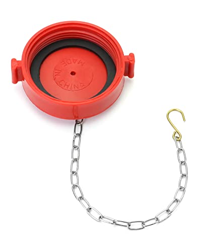Qwork 2-1/2" Nst/Nh Plastic Fire Hose Connection Standpipe Cap Fitting And Chain Fire Equipment, Red - 6 Pack Anti Theft Fdc Cap #TOP2