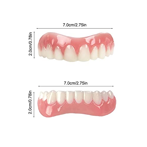 Turcyy Comfortable Fit Elastic Teeth, Upper And Lower Dentures, Natural Shade Fake Teeth Filling The Gap, Natural Color Protects Your Teeth And Regains A Confident Smile, White, 10.0 Grams, 2.0 Count #TOP5