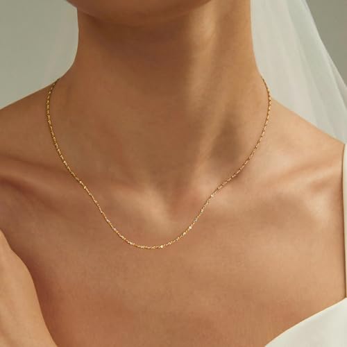 BAYLAY Gold Chain for Women - 18K Gold Plated Chain Necklace Dainty Gold Necklace for Women Gold Jewelry Gifts for Women Size 16 inch — view 2