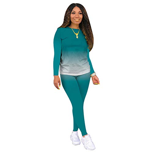 Tie Dye Sweatsuit For Women 2 Piece Outfits Plus Size Casual Long Sleeve Tops And Pants Jogging Suits Loungewear Sets Dark Green 3Xl #TOP2