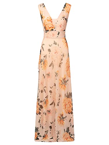 ApartFashion Damen Chiffonkleid Kleid, Apricot-multicolor, 38 EU