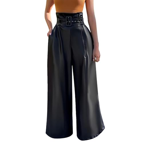 Pantalon en cuir PU élégant avec finitions soignées et coupe haute