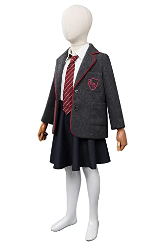 MOYGOR Roald Dahl’s Matilda the Musical Girl’s School Uniforme Costume Grey Shirt Skirt Full Set Perfect For Show Picnic Vacation Cosplay Daily Christmas Holiday Spring (120)