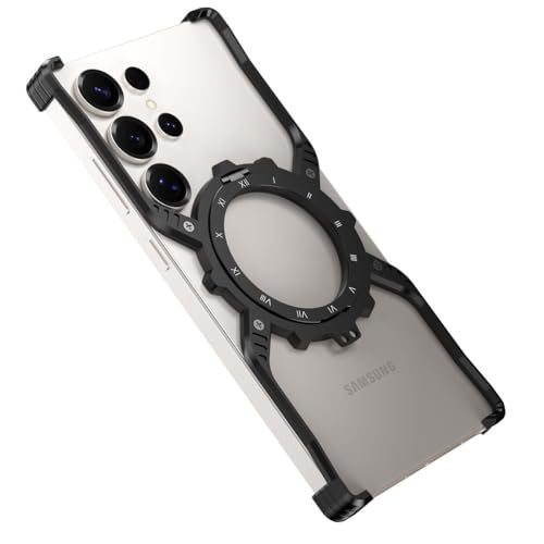 Coque arrière latérale en métal magnétique pour Samsung Galaxy S24 Ultra étui noir robuste