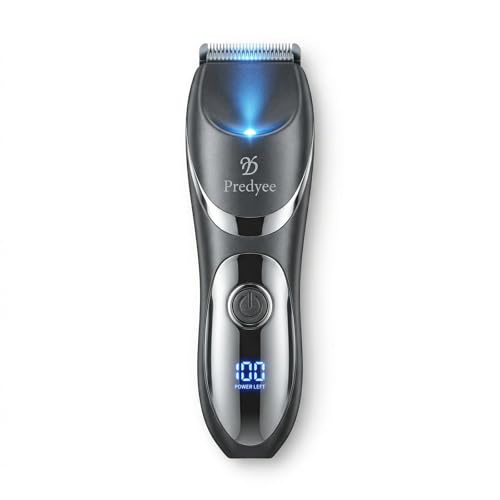 Predyee Men's Body and Groin Trimmer, Electric Manscaping Groomer with Skin-Friendly Ceramic Blade, LED Light, IPX7 Waterproof Wet/Dry Pubic Hair Shaver, USB-C Rechargeable Grooming Kit