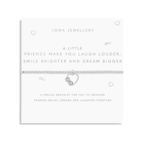 Image of Joma Jewellery A LITTLE FRIENDS MAKE YOU LAUGH LOUDER, SMILE BRIGHTER AND DREAM BIGGER Silver Plated 17.5cm Stretch Bracelet stretch