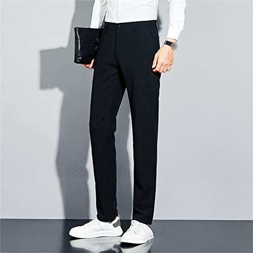 Men's Slim 4-Way Stretch Pant Solid Skinny Fit Comfort Suit Pant Lightweight Wrinkle Resistant Business Trousers (Black,31) #TOP13