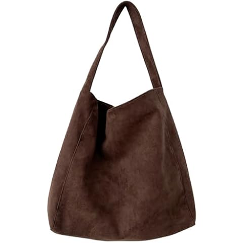 Large Suede Tote Bag For Women Slouchy Shoulder Bags Suede Purses Women’s Satchel Bag Work Handbag Crescent Bag Travel Winter Cover